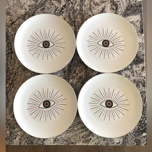 Evil eye porcelain dinner plates set of 4‎